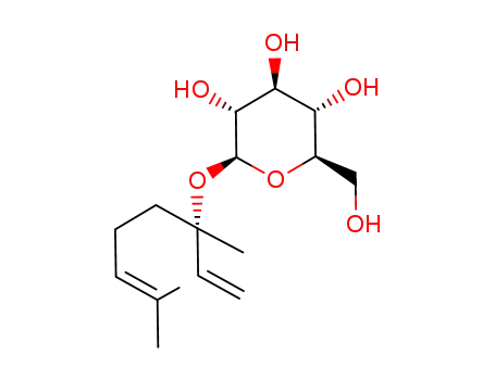 Molecular Structure of 104154-37-2 (3,7-dimethyl-octa-1,6-diene-3-ol-3-O-β-D-glucopyranoside)