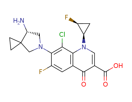 127254-12-0,Sitafloxacin,3-Quinolinecarboxylicacid,7-(7-amino-5-azaspiro[2.4]hept-5-yl)-8-chloro-6-fluoro-1-(2-fluorocyclopropyl)-1,4-dihydro-4-oxo-,[1R-[1a(S*),2a]]-;DU 6859;DU 6859a;Gracevit;