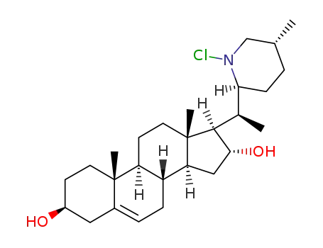 Molecular Structure of 129850-55-1 ((22S,25R)-N-Chloro-22,26-epiminocholest-5-ene-3β,16α-diol)