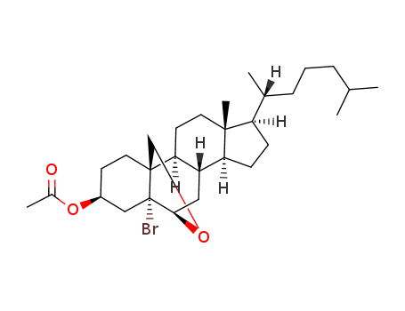 1258-07-7,5-Bromo-6β,19-epoxy-5α-cholestan-3β-ol acetate,5a-Cholestan-3b-ol, 5-bromo-6b,19-epoxy-, acetate (7CI,8CI);6,10-(Epoxymethano)-10H-cyclopenta[a]phenanthrene, cholestan-3-ol deriv.; 5a-Bromo-6,19-epoxycholestanolacetate; 5a-Bromo-6,19-oxidocholestanolacetate