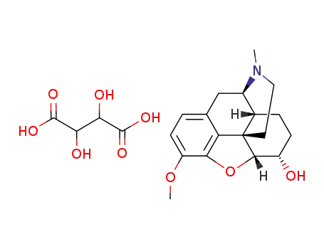 Molecular Structure of 6414-38-6 ((5alpha,6beta)-3-methoxy-17-methyl-4,5-epoxymorphinan-6-ol 2,3-dihydroxybutanedioate (salt))