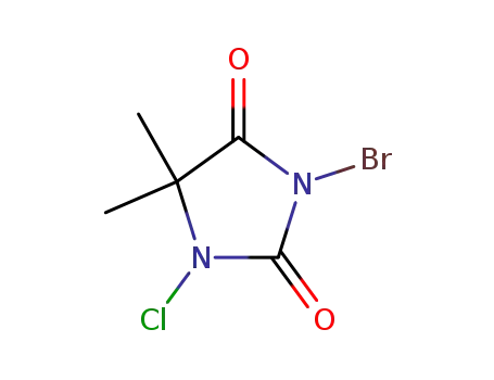 Molecular Structure of 126-06-7 (3-Bromo-1-chloro-5,5-dimethylhydantoin)