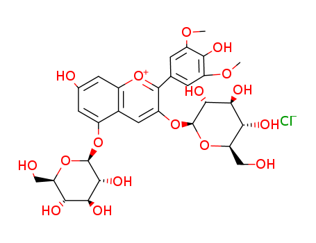 1-Benzopyrylium,3,5-bis(b-D-glucopyranosyloxy)-7-hydroxy-2-(4-hydroxy-3,5-dimethoxyphenyl)-,chloride (1:1)(16727-30-3)