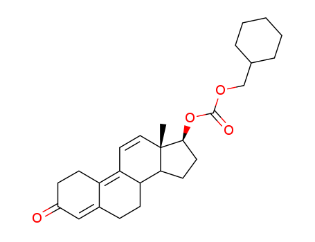 23454-33-3,Trenbolone cyclohexylmethylcarbonate,Estra-4,9,11-trien-3-one,17b-hydroxy-, cyclohexylmethylcarbonate (8CI);Carbonic acid, cyclohexylmethyl ester, ester with 17b-hydroxyestra-4,9,11-trien-3-one(8CI);Cyclohexanemethanol, hydrogen carbonate, ester with 17b-hydroxyestra-4,9,11-trien-3-one(8CI);RU 2580;Trenbolonehexahydrobenzyl carbonate;
