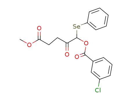 Molecular Structure of 84574-20-9 (Benzoic acid, 3-chloro-, 5-methoxy-2,5-dioxo-1-(phenylseleno)pentyl
ester)