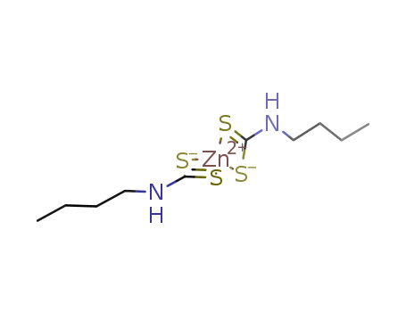 23409-02-1,Zinc,bis(butylcarbamodithioato-kS,kS')-, (T-4)- (9CI),Zinc,bis(butylcarbamodithioato-S,S')-, (T-4)-; Zinc, bis(butyldithiocarbamato)-(8CI); Carbamodithioic acid, butyl-, zinc complex; Zincbis(butyldithiocarbamate)