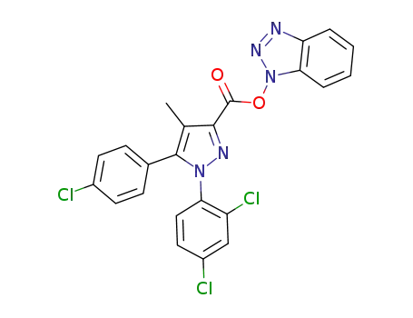 Molecular Structure of 952734-87-1 (5-(4-chloro-phenyl)-1-(2,4-dichloro-phenyl)-4-methyl-1H-pyrazole-3-carboxylic acid benzotriazol-1-yl ester)