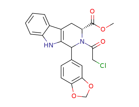 Molecular Structure of 1321600-91-2 (methyl 1-(benzo[d][1,3]dioxol-5-yl)-2-(2-chloroacetyl)-2,3,4,9-tetrahydro-1H-pyrido[3,4-b]indole-3-carboxylate)