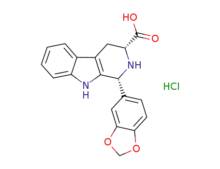 Molecular Structure of 474668-76-3 ((1R,3R)-1,2,3,4-tetrahydro-1-(3,4-methylenedioxyphenyl)-9H-pyrido[3,4-b]indole-3-carboxylic acid hydrochloride)