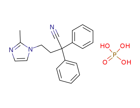 Molecular Structure of 562091-56-9 (IMidafenacin IMpurity (1-(3-Cyano-3,3-Diphenylpropyl)-2-Methyl-1H-IMidazoliuM Phosphate))