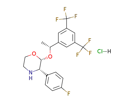 Molecular Structure of 171482-05-6 ((2R,3S)-2-{(1R)-1-[3,5-BIS(TRIFLUOROMETHYL)PHENYL]ETHOXY}-3-(4-FLUOROPHENYL)MORPHOLINE HYDROCHLORIDE)