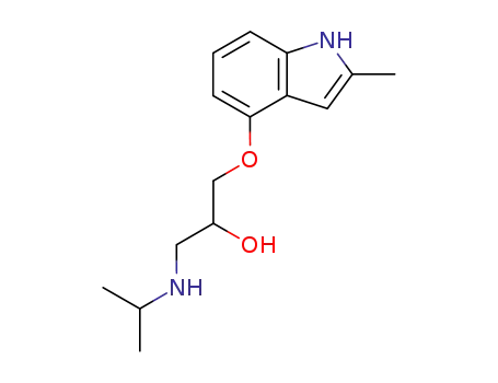 Molecular Structure of 23694-81-7 (1-[isopropylamino]-3-[(2-methyl-indol-4-yl)oxy]-2-propanol)