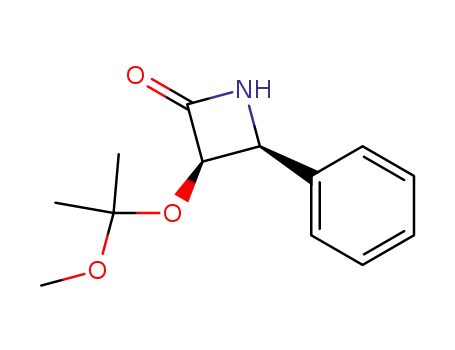 Molecular Structure of 160535-69-3 (2-Azetidinone, 3-(1-methoxy-1-methylethoxy)-4-phenyl-, (3R-cis)-)