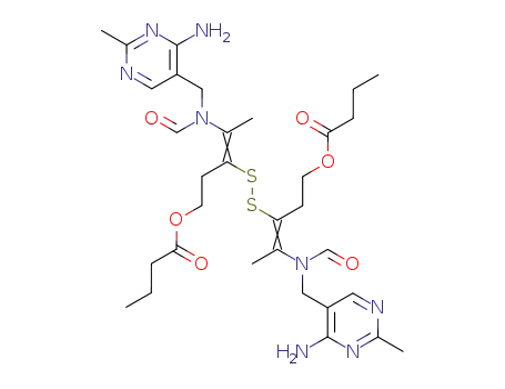 Molecular Structure of 18481-23-7 (dithiobis[3-[1-[[(4-amino-2-methylpyrimidin-5-yl)methyl]formylamino]ethylidene]propane-3,1-diyl] dibutyrate)