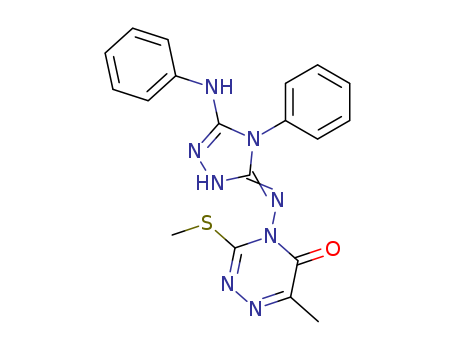 Molecular Structure of 111969-33-6 (1,2,4-Triazin-5(4H)-one,
6-methyl-3-(methylthio)-4-[[4-phenyl-5-(phenylamino)-4H-1,2,4-triazol-3-
yl]amino]-)