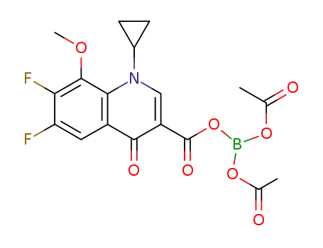 Molecular Structure of 139678-43-6 (1-cyclopropyl-6,7-difluoro-8-methoxy-4-oxo-1,4-dihydro-3-quinoline carboxylic acid (O<sub>3</sub>,O<sup>4</sup>)bis(acyloxy-O)borate)