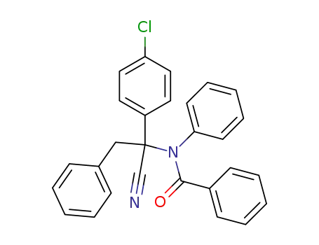 Molecular Structure of 72867-63-1 (N-[1-(4-Chloro-phenyl)-1-cyano-2-phenyl-ethyl]-N-phenyl-benzamide)
