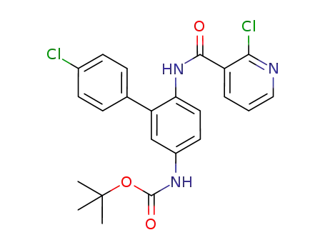 Molecular Structure of 1101170-92-6 (tert-butyl {4'-chloro-6-[(2-chloropyridine-3-carbonyl)amino]biphen-3-yl}carbamate)