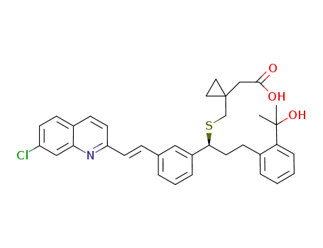 Molecular Structure of 220927-27-5 ((R,E)-(1-{1-{3-[2-(7-Chloroquinolin-2-yl)ethenyl]phenyl}-3-[2-(1-hydroxy-1-methylethyl)phenyl]propylsulfanylmethyl}cyclopropyl)acetic acid)