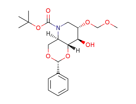Molecular Structure of 1190302-84-1 ((2R,4aR,7S,8R,8aR)-tert-butyl 8-hydroxy-7-(methoxymethyl)-2-phenyltetrahydro-4H-[1,3]dioxino[5,4-b]pyridine-5(4aH)-carboxylate)