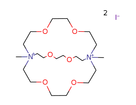 Molecular Structure of 106240-35-1 (4,7,13,16,21,24-Hexaoxa-1,10-diazoniabicyclo[8.8.8]hexacosane,
1,10-dimethyl-, diiodide)