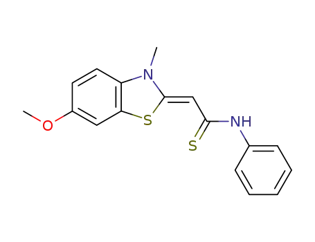Molecular Structure of 19201-39-9 (2-(6-methoxy-3-methyl-2(3H)-benzothiazolylidene)-N-phenylethanethioamide)