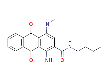 Molecular Structure of 20171-06-6 (1-amino-N-butyl-9,10-dihydro-4-(methylamino)-9,10-dioxoanthracene-2-carboxamide)