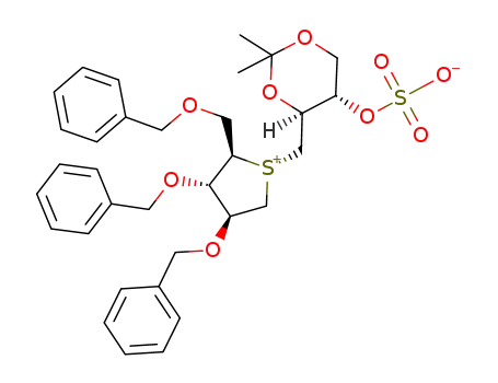 Molecular Structure of 942610-80-2 (2,3,5-tri-O-benzyl-1,4-dideoxy-1,4-{(S)-[(2S,3S)-2,4-O-isopropylidene-3-(sulfooxy)butyl]episulfonioylidene}-D-arabinitol)