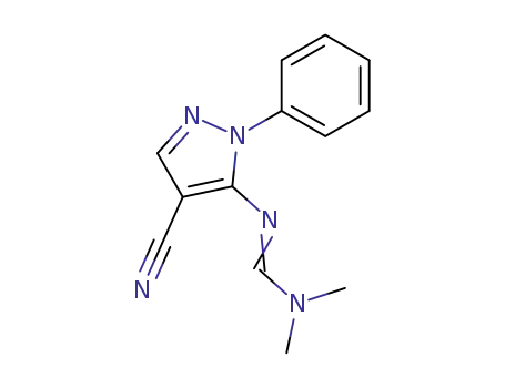 Molecular Structure of 78972-83-5 (Methanimidamide, N'-(4-cyano-1-phenyl-1H-pyrazol-5-yl)-N,N-dimethyl-)