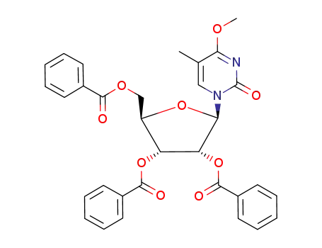Molecular Structure of 7323-83-3 (4-methoxy-5-methyl-1-(tri-<i>O</i>-benzoyl-β-<i>D</i>-ribofuranosyl)-1<i>H</i>-pyrimidin-2-one)