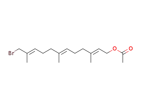 Molecular Structure of 104423-44-1 ((2E,6E,10E)-12-bromo-3,7,11-trimethyl-2,6,10-dodecatrienyl acetate)
