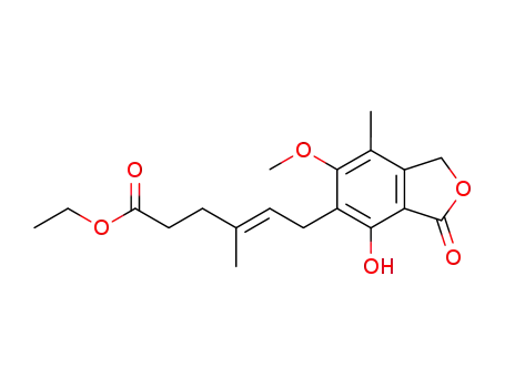 Molecular Structure of 32483-51-5 (ethyl (E)-6-(4-hydroxy-6-methoxy-7-methyl-3-oxo-1H-isobenzofuran-5-yl)-4-methylhex-4-enoate)