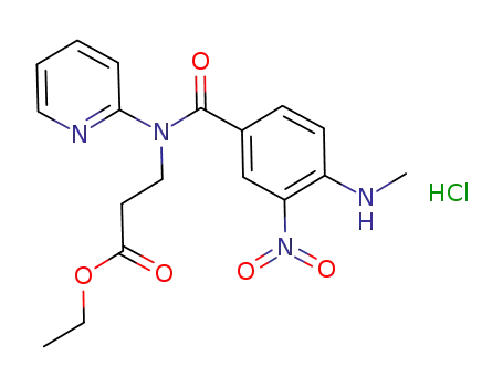 Molecular Structure of 1187067-68-0 (ethyl 3-[[4-(methylamino)-3-nitrobenzoyl](pyridin-2-yl)amino]propanoate hydrochloride)