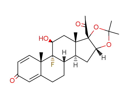 Molecular Structure of 2135-14-0 (9-fluoro-11beta-hydroxy-16alpha,17-(isopropylidenedioxy)pregna-1,4-diene-3,20-dione)