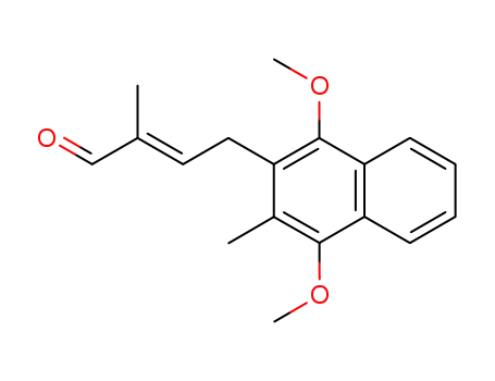 Molecular Structure of 99306-85-1 (4-(1,4-dimethoxy-3-methylnaphthalen-2-yl)-2-methylbut-2-enal)