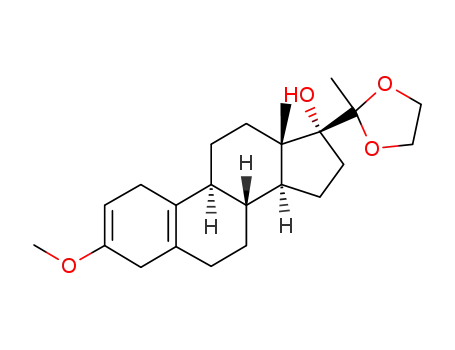 Molecular Structure of 14339-99-2 (20,20-ethanediyldioxy-3-methoxy-19-nor-pregna-2,5<sup>(10)</sup>-dien-17-ol)