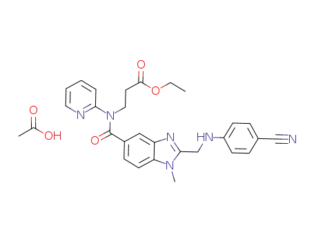 Molecular Structure of 1188417-09-5 (1-methyl-2-[N-(4-cyanophenyl)aminomethyl]benzimidazole-5-ylcarboxylic acid N-(2-pyridyl)-N-(2-ethoxycarbonylethyl)amide acetate salt)