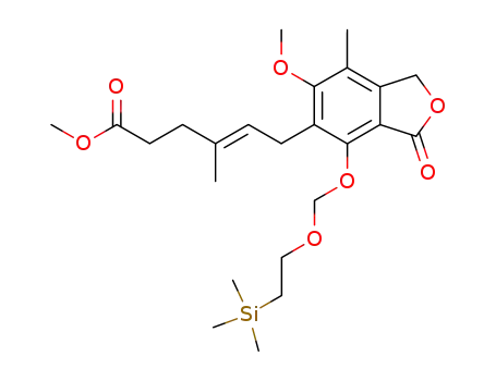 Molecular Structure of 188291-78-3 ((E)-6-[6-Methoxy-7-methyl-3-oxo-4-(2-trimethylsilanyl-ethoxymethoxy)-1,3-dihydro-isobenzofuran-5-yl]-4-methyl-hex-4-enoic acid methyl ester)