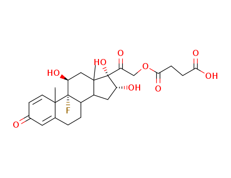 Pregna-1,4-diene-3,20-dione,21-(3-carboxy-1-oxopropoxy)-9-fluoro-11,16,17-trihydroxy-, (11b,16a)-