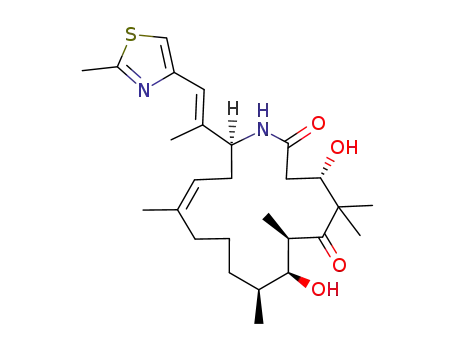 Molecular Structure of 219989-87-4 ([4S-[4R*,7S*,8R*,9R*,15R*(E)]]-4,8-dihydroxy-5,5,7,9,13-pentamethyl-16-[1-methyl-2-(2-methyl-4-thiazolyl)ethenyl]-1-aza-13(Z)-cyclohexadecene-2,6-dione)