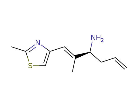 Molecular Structure of 219990-14-4 ((S)-4-(3-amino-2-methyl-1(E),5-hexadienyl)-2-methylthiazole)