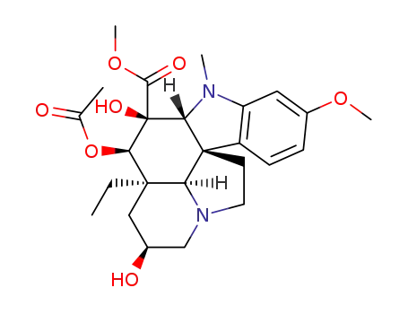 Molecular Structure of 867214-27-5 ((2S,3aR,4R,5S,5aR,10bR,12bR)-4-Acetoxy-3a-ethyl-2,5-dihydroxy-8-methoxy-6-methyl-2,3,3a,4,5,5a,6,11,12,12b-decahydro-1H-6,12a-diaza-indeno[7,1-cd]fluorene-5-carboxylic acid methyl ester)