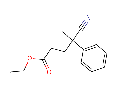 2572-92-1,ethyl gamma-cyano-gamma-methylbenzenebutyrate,Valericacid, 4-cyano-4-phenyl-, ethyl ester (7CI,8CI); NSC 163289