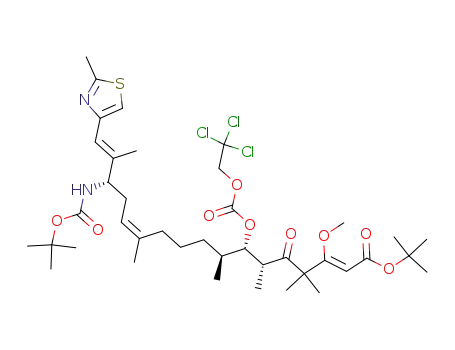 Molecular Structure of 350042-11-4 ((2Z,12Z,16E)-(6R,7S,8S,15S)-15-tert-Butoxycarbonylamino-3-methoxy-4,4,6,8,12,16-hexamethyl-17-(2-methyl-thiazol-4-yl)-5-oxo-7-(2,2,2-trichloro-ethoxycarbonyloxy)-heptadeca-2,12,16-trienoic acid tert-butyl ester)
