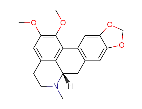 Molecular Structure of 2565-01-7 ((6aS)-1,2-dimethoxy-6-methyl-5,6,6a,7-tetrahydro-4H-benzo[de][1,3]benzodioxolo[5,6-g]quinoline)