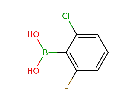 Molecular Structure of 313545-32-3 (2-Chloro-6-fluorophenylboronic acid)
