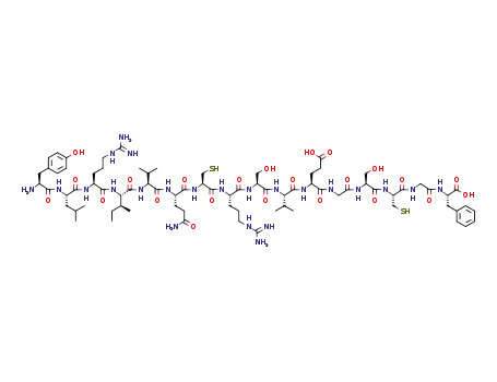Molecular Structure of 855516-60-8 (H-Tyr-Leu-Arg-Ile-Val-Gln-Cys-Arg-Ser-Val-Glu-Gly-Ser-Cys-Gly-Phe-OH)