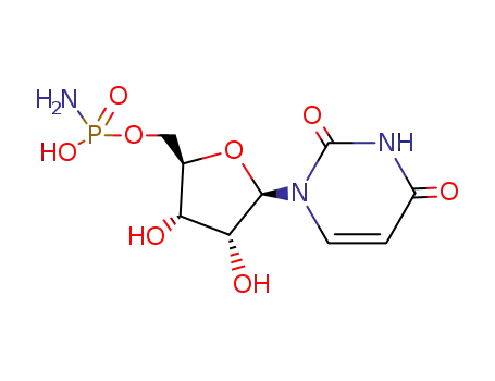 Molecular Structure of 15483-88-2 (<i>O</i><sup>5'</sup>-(amino-hydroxy-phosphoryl)-uridine)