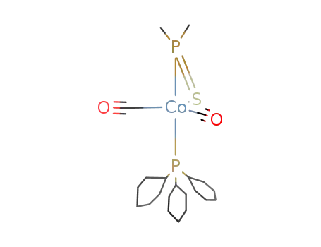 Molecular Structure of 112792-43-5 (dicarbonyl(η2-dimethylthiophosphinito)(tricyclohexylphosphane)cobalt(I))