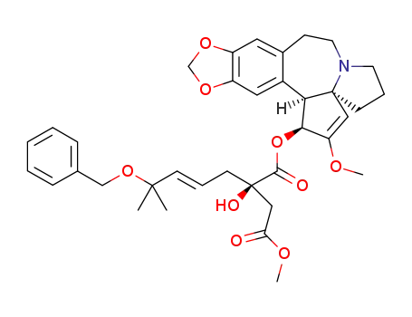 1-((1S,3aR,14bS)-2-methoxy-1,5,6,8,9,14b-hexahydro-4H-[1,3]dioxolo[4',5':4,5]benzo[1,2-d]cyclopenta[b]pyrrolo[1,2-a]azepin-1-yl) 4-methyl (R)-2-((E)-4-(benzyloxy)-4-methylpent-2-en-1-yl)-2-hydroxysuccinate
